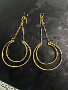 Brass Moon Earrings