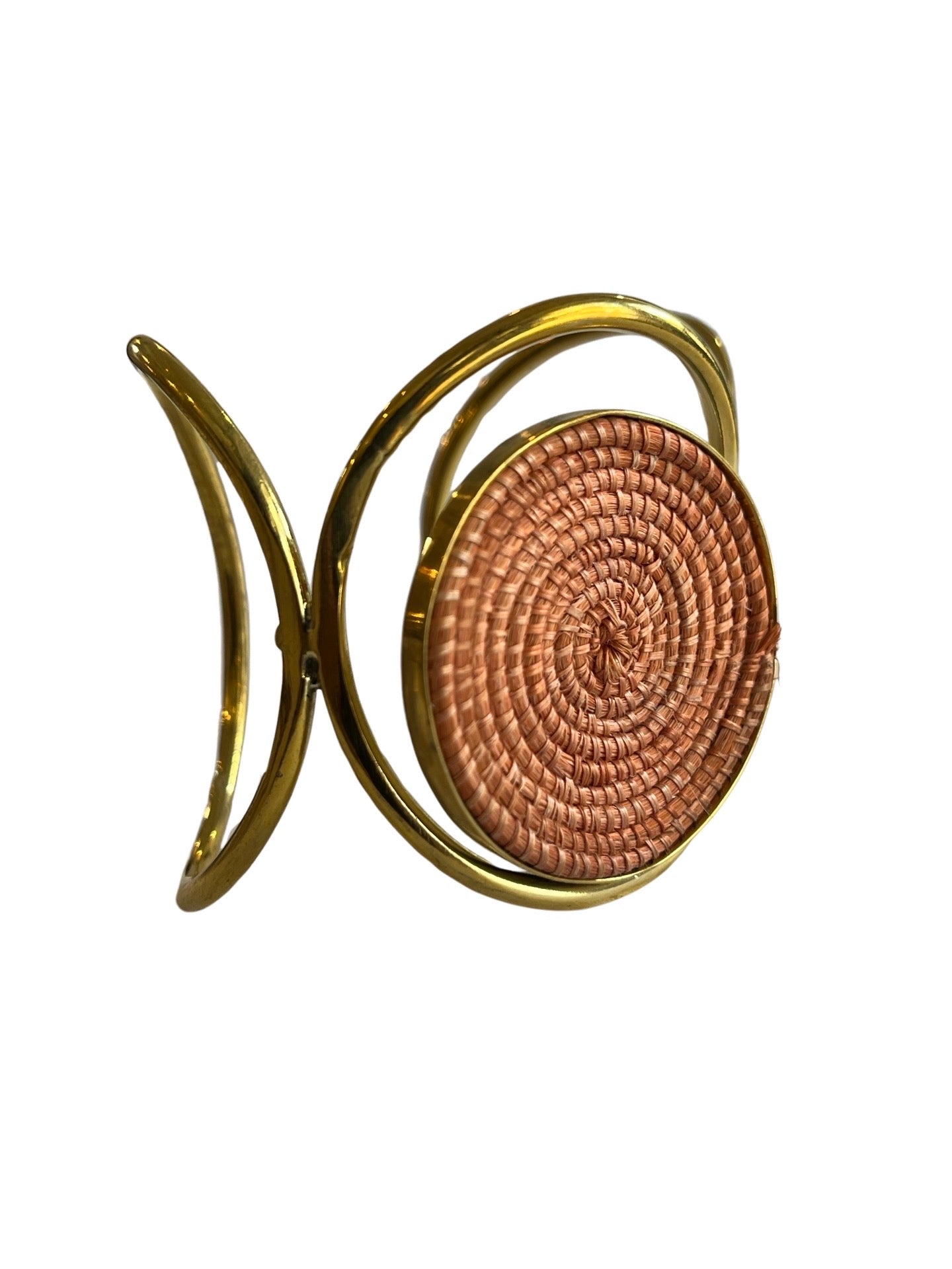 Sisal Disc O Brass Cuff