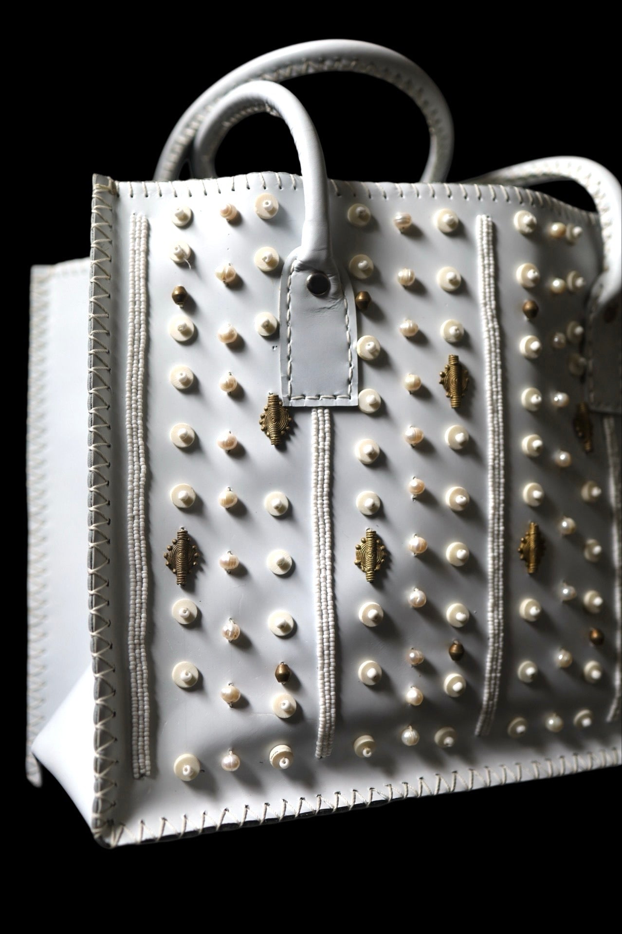 Embellished Midsize Leather Mraba Tote