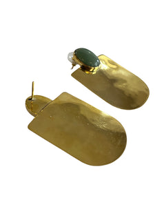 Gemstone Brass Plate Earrings