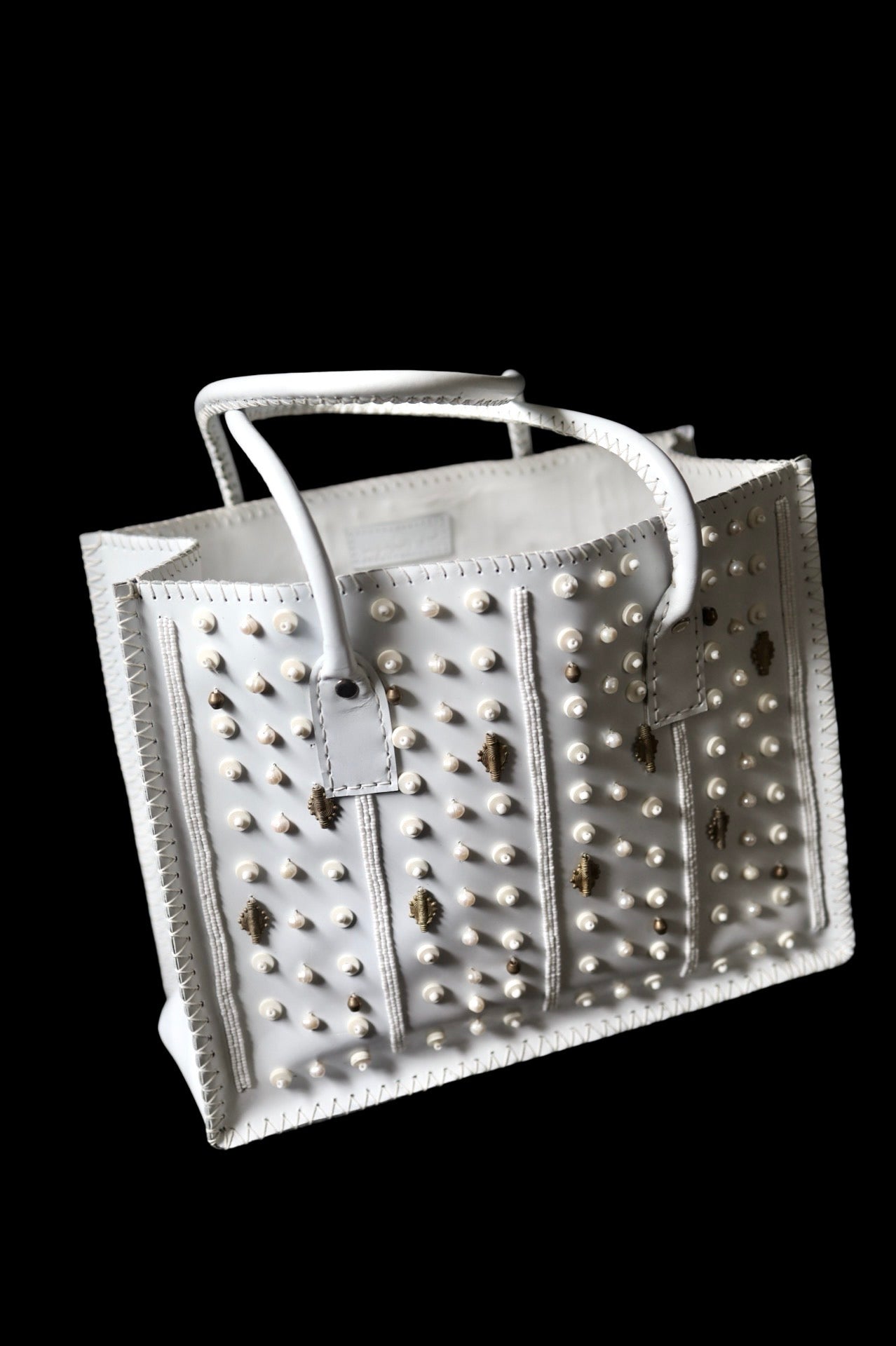 Embellished Midsize Leather Mraba Tote