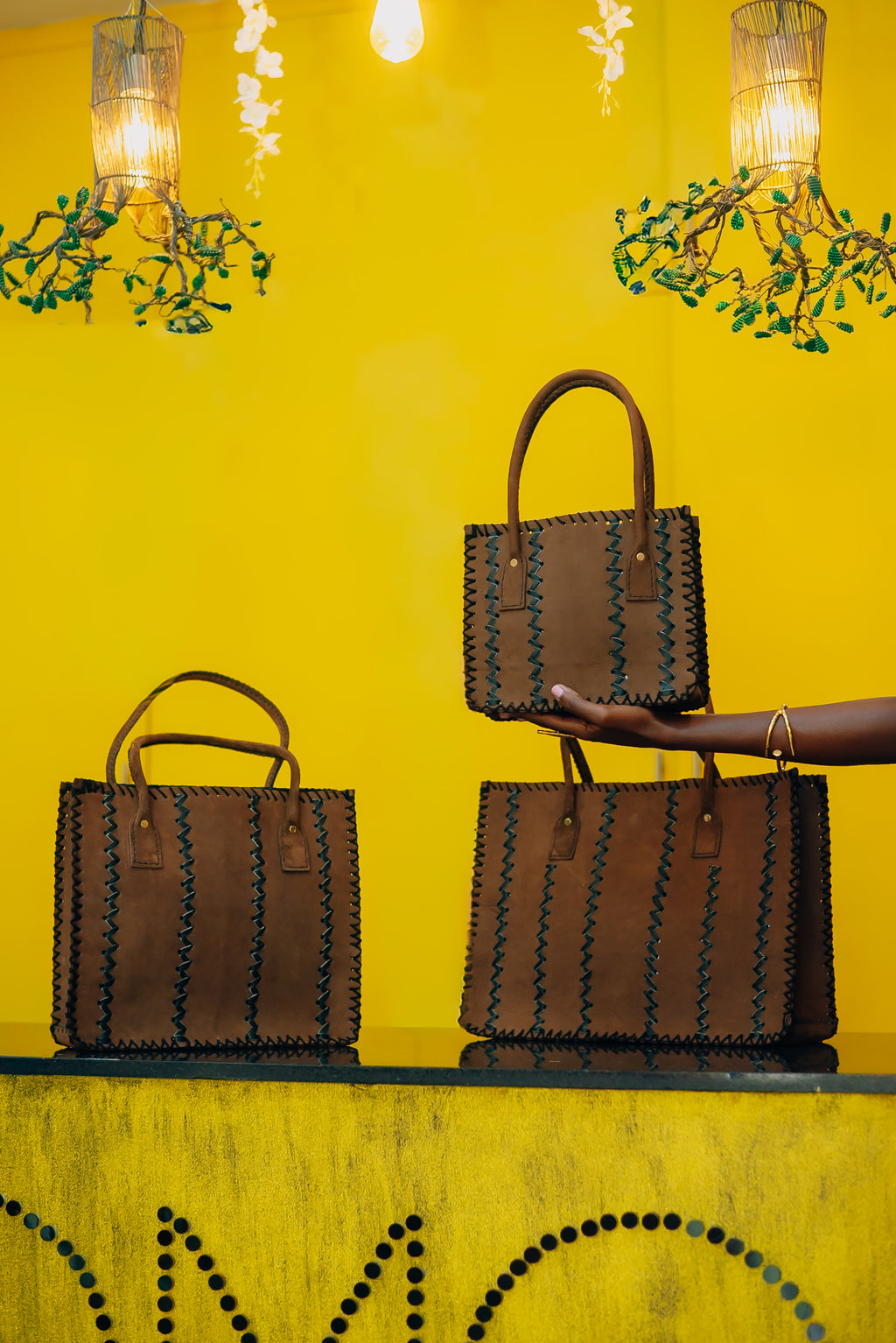 Mini Chocolate Suede Mraba Stitched Tote – odAOMO