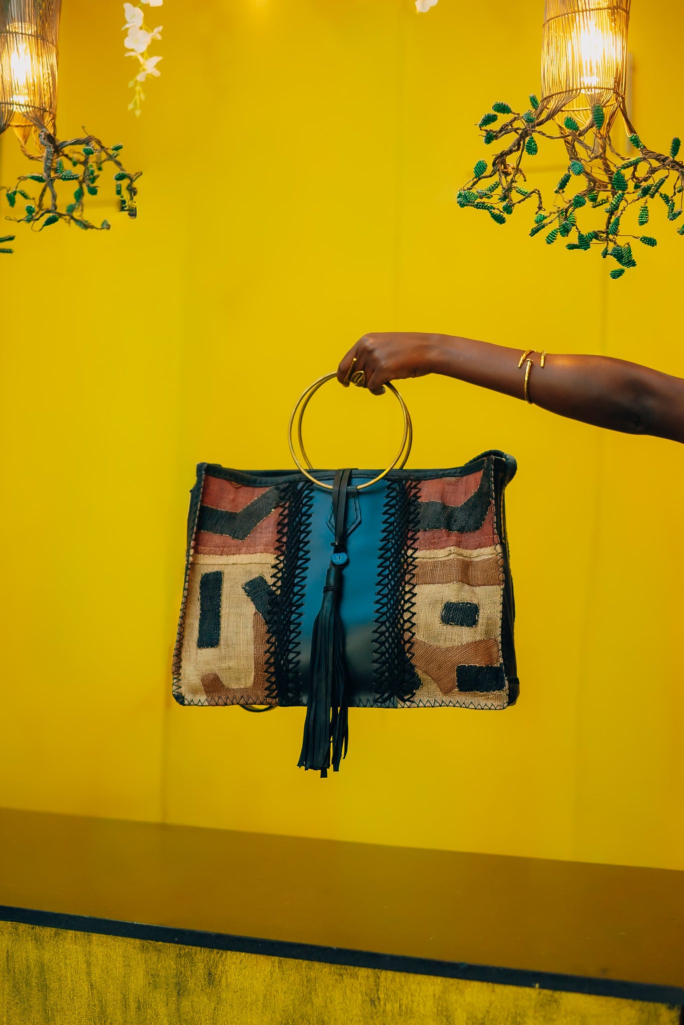 Leather Spine Bakuba Mraba Tote Bag – odAOMO