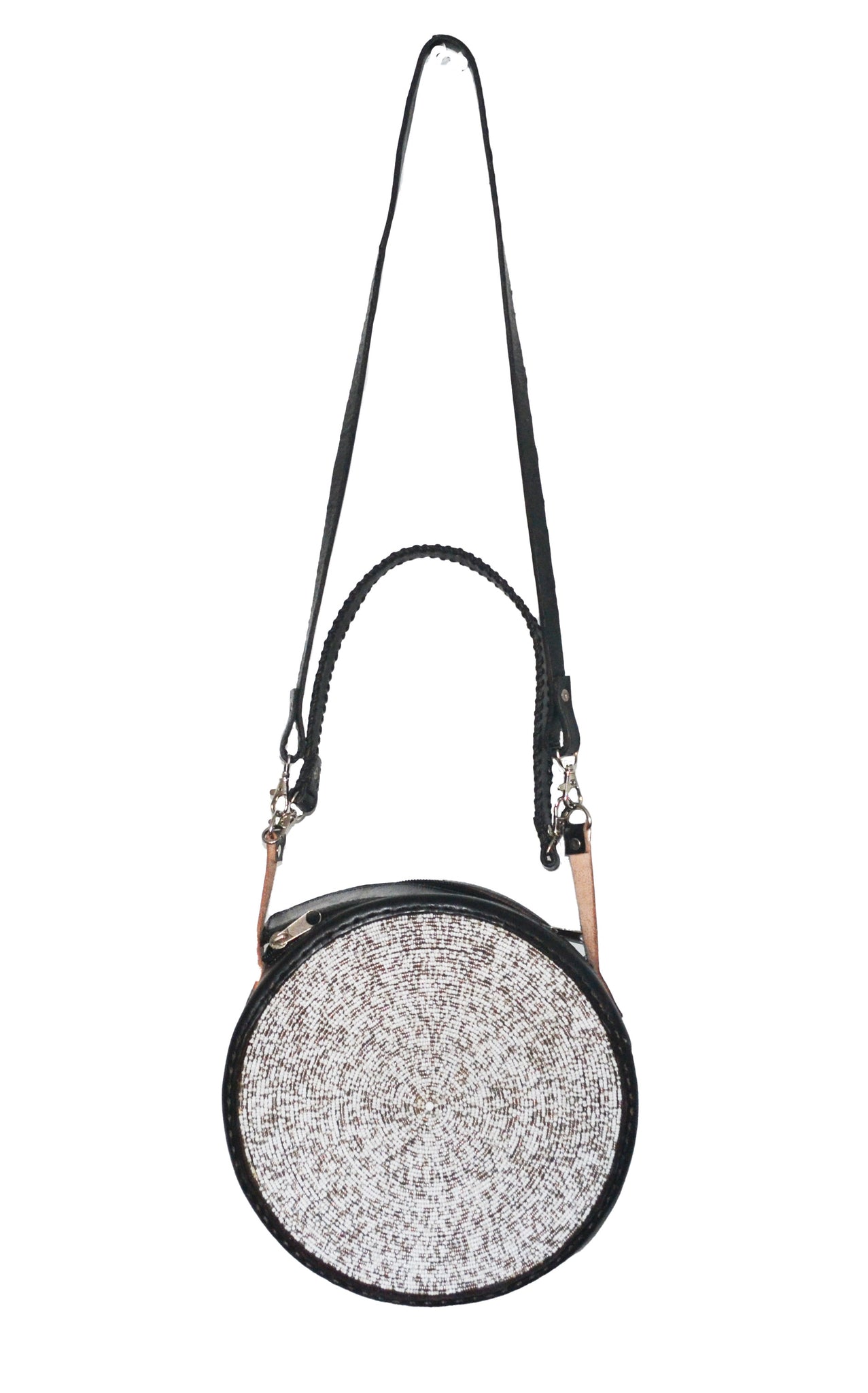 Leather Beaded Orb Tote