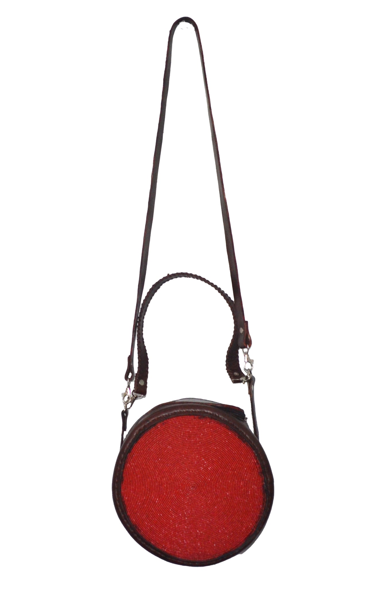 Leather Beaded Orb Tote