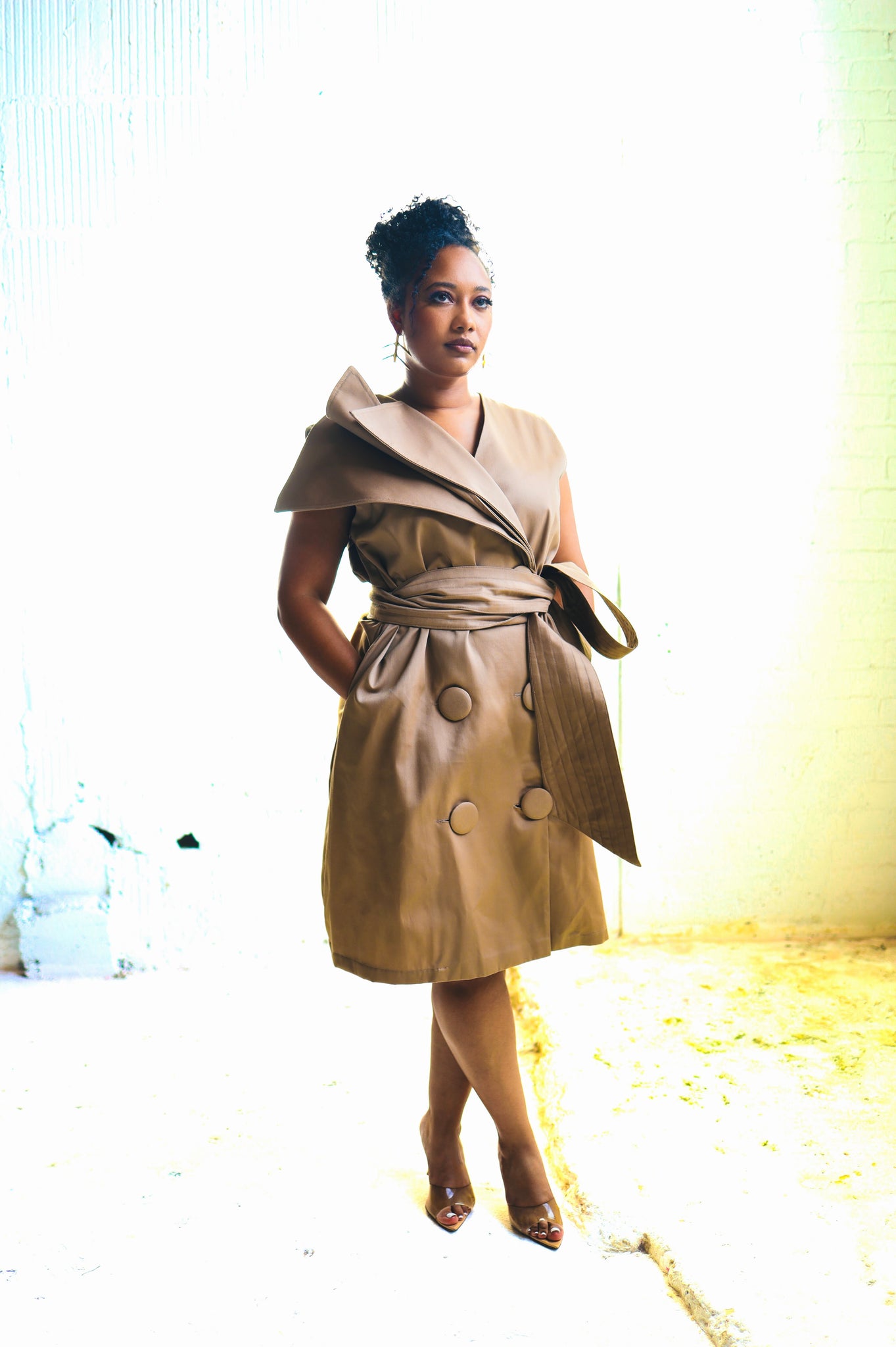 Khaki Pleated Coat Vest (Pre-Order) – odAOMO