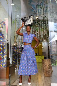 Ant Camo Asymmetrical Pleated Skirt
