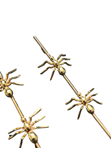 Gold Ant Twig Earrings