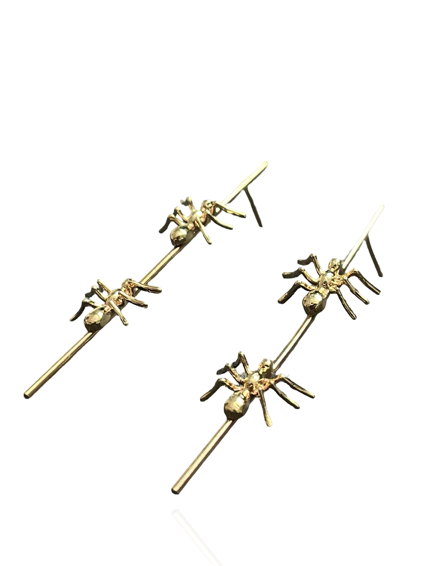 Gold Ant Twig Earrings