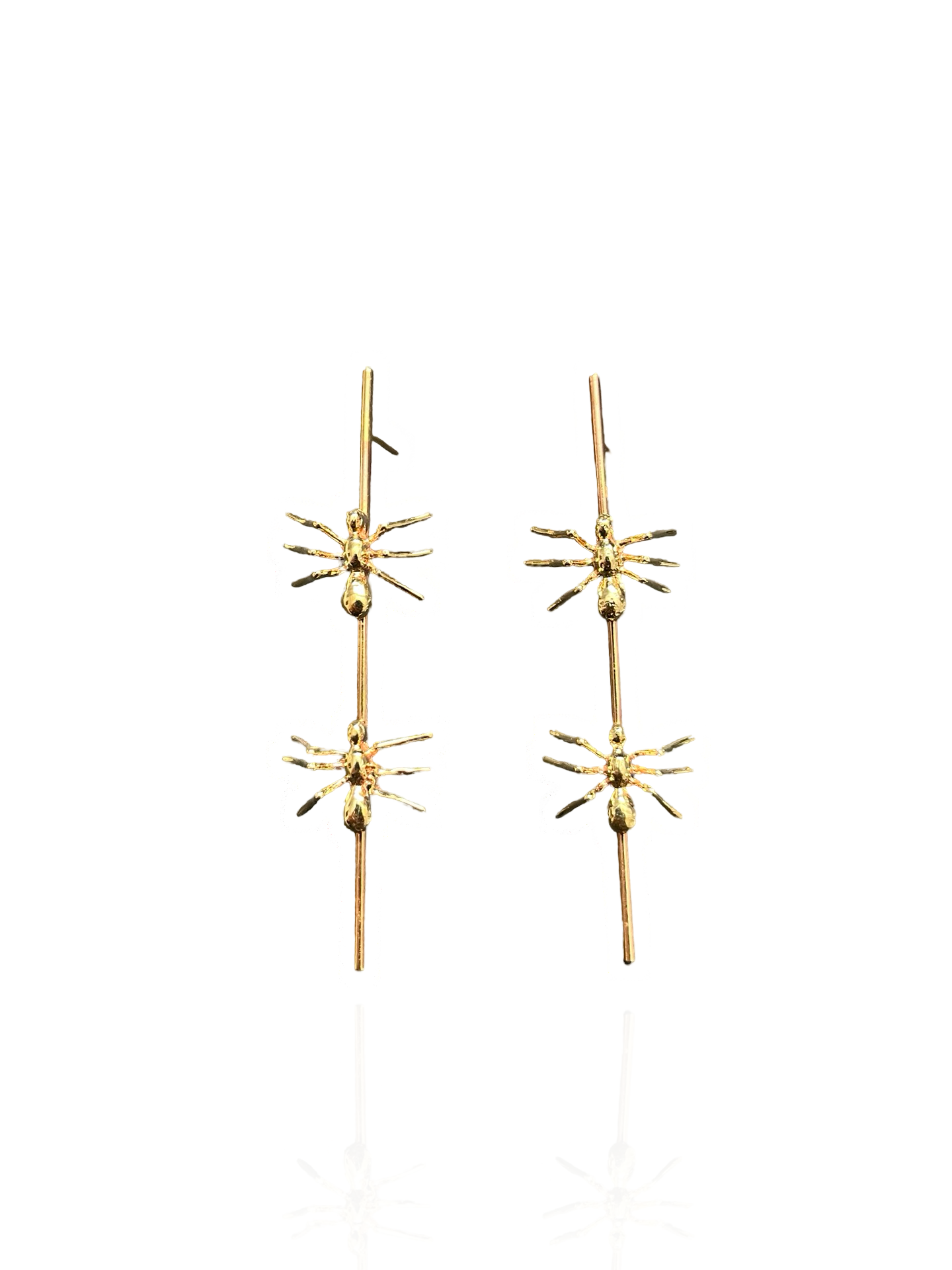 Gold Ant Twig Earrings