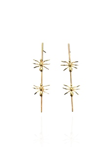 Gold Ant Twig Earrings