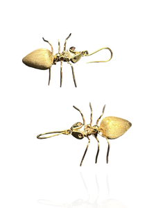 Gold Queen Ant Earrings