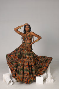 Royal Foliage Kitenge Caged Gown