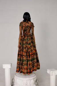 Royal Foliage Kitenge Caged Gown