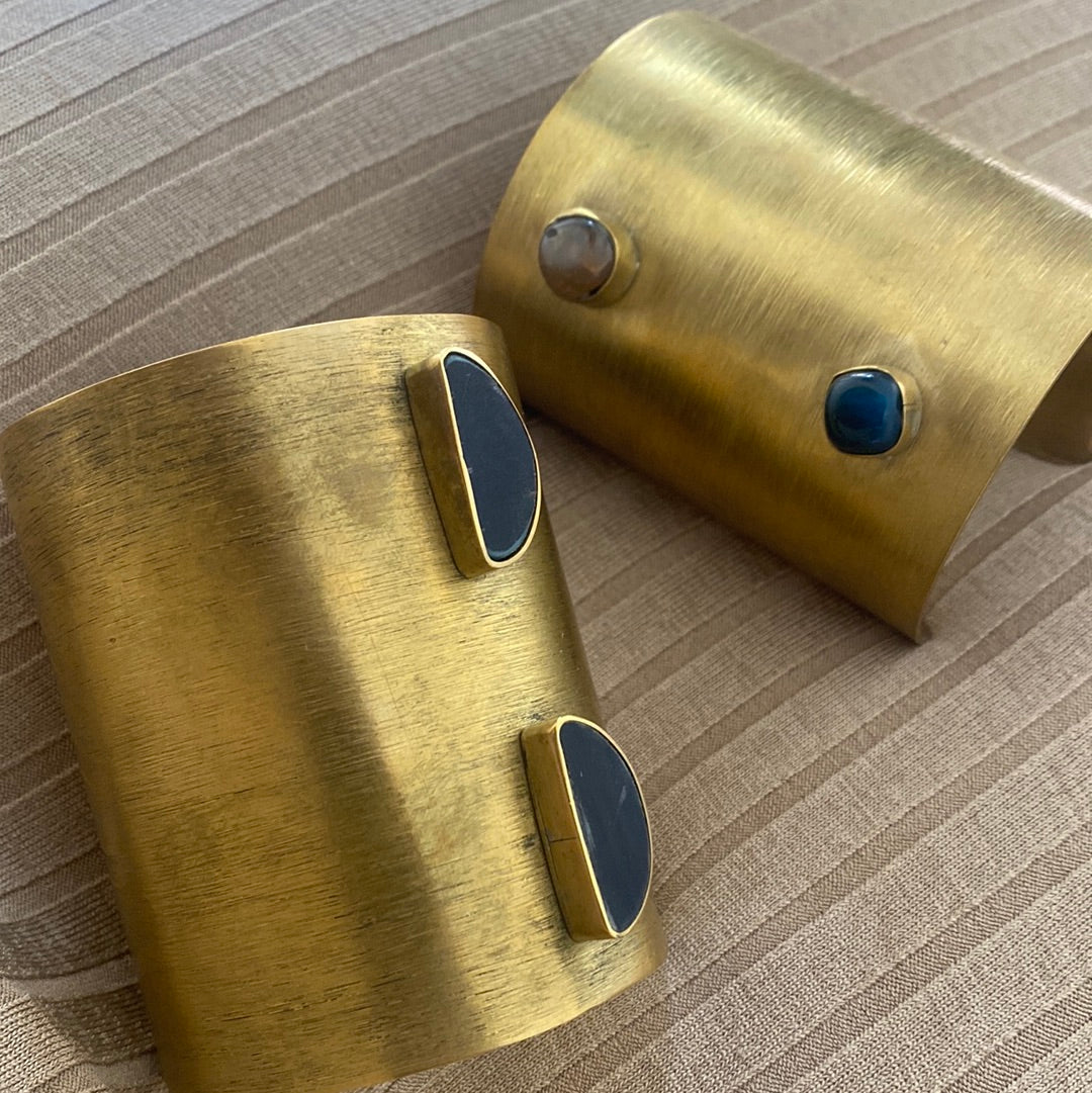 Brass/ Semiprecious Stone Cuffs