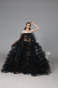 odCouture Royal Raven Ruffle Maxi Dress/Skirt