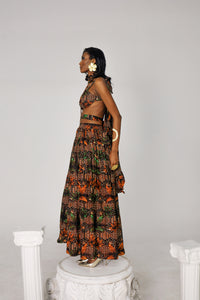 Royal Foliage Kitenge Caged Gown
