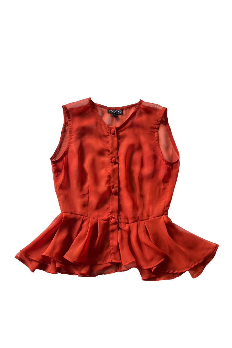 Rust Chiffon Peplum Vest