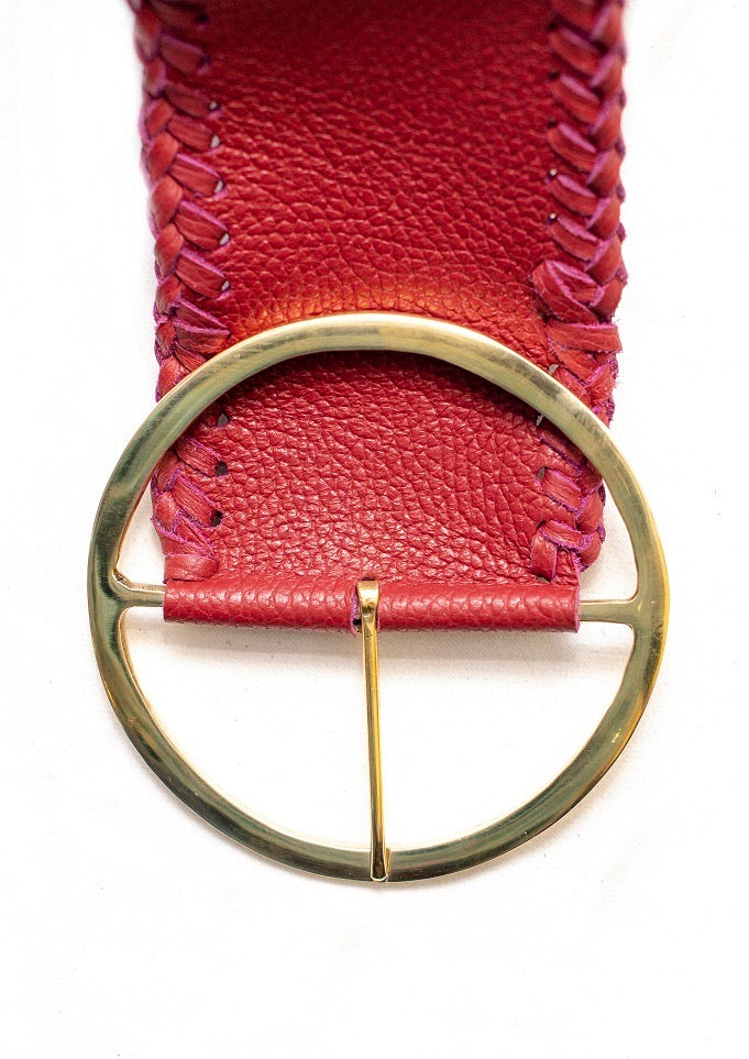 Desert Rose Red Leather Belt