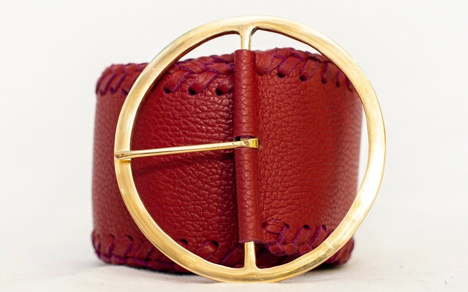 Desert Rose Red Leather Belt