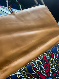 Leather Trimmed Kitenge Envelope Clutch